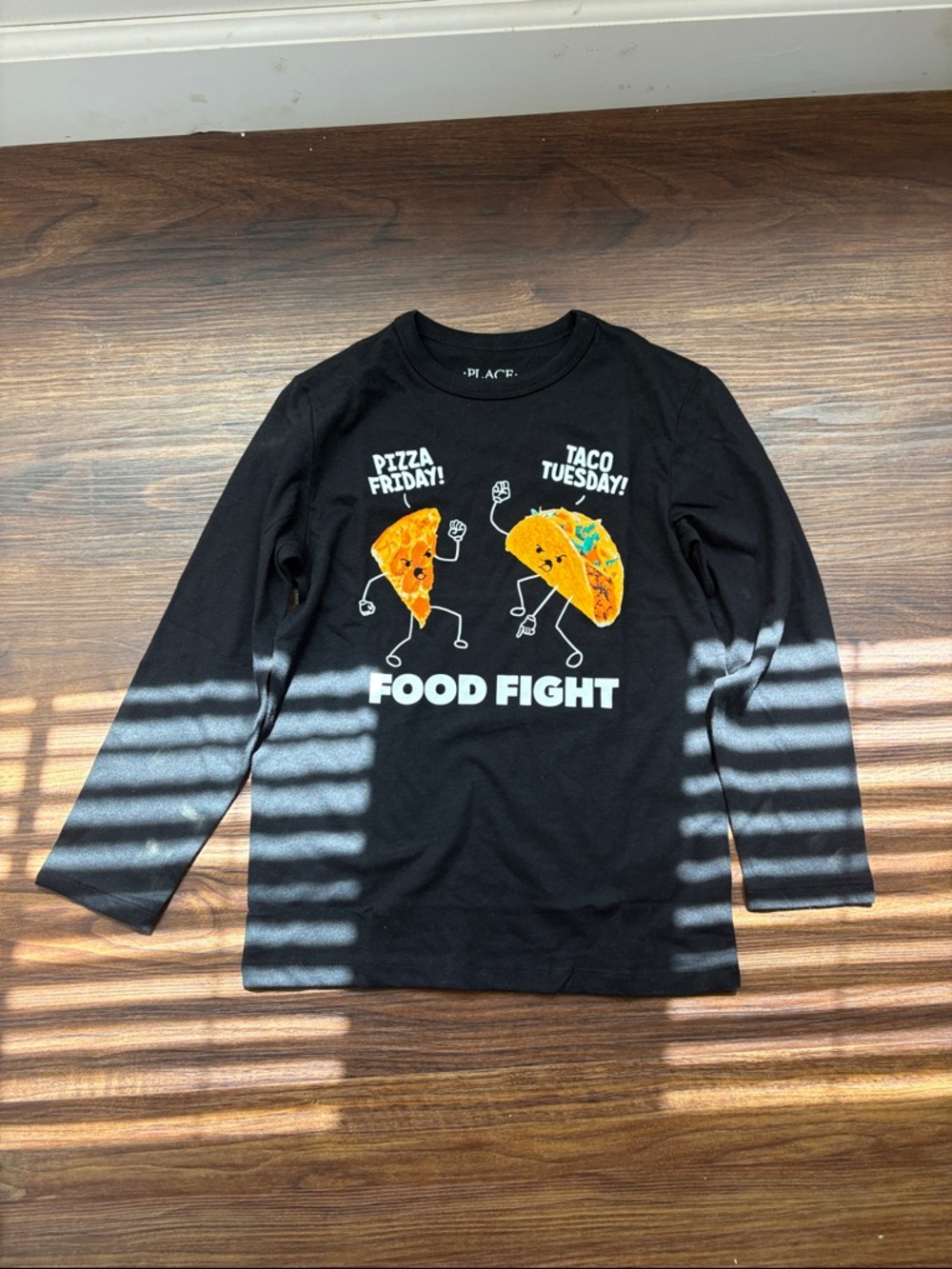 The Children's Place Black 'Food Fight' Long-Sleeve Tee with Yellow Graphic
